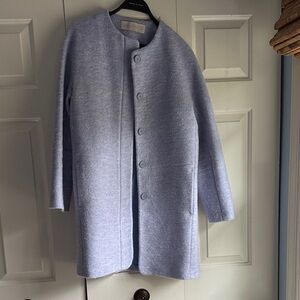 Thick light purple/blue Button-Up jacket.